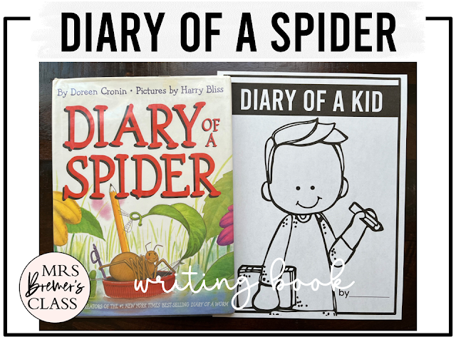 Diary of a Spider book activities unit with literacy printables, reading companion worksheets, lesson ideas, for First Grade and Second Grade