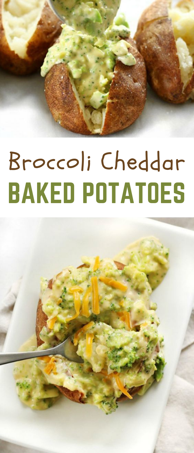 BROCCOLI CHEDDAR BAKED POTATOES #Vegetarian #HealthyRecipe