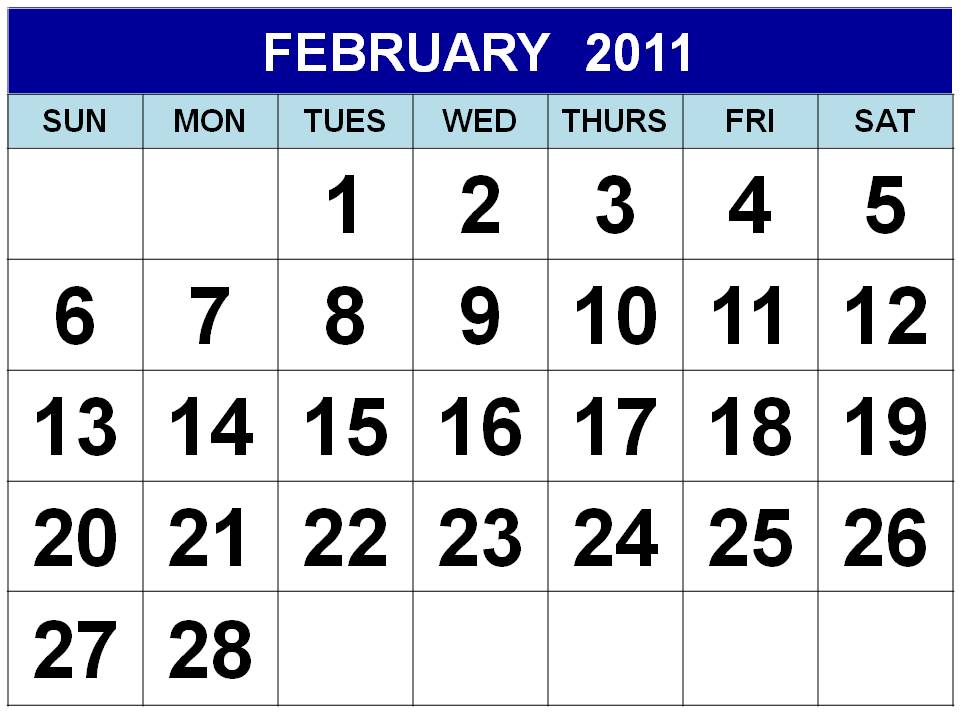 Free February 2011 Calendar