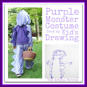 photo of: Purple Monster Costume from Child's Drawing from The Artful Parent (Monster RoundUP via RainbowsWithinReach) 