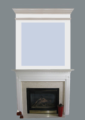 A simple fireplace is brought up to the ceiling with mdf and moldings.