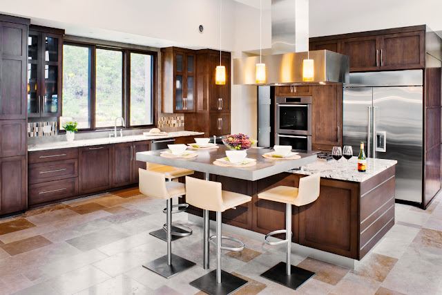 Photo of small dining table in the modern kitchen