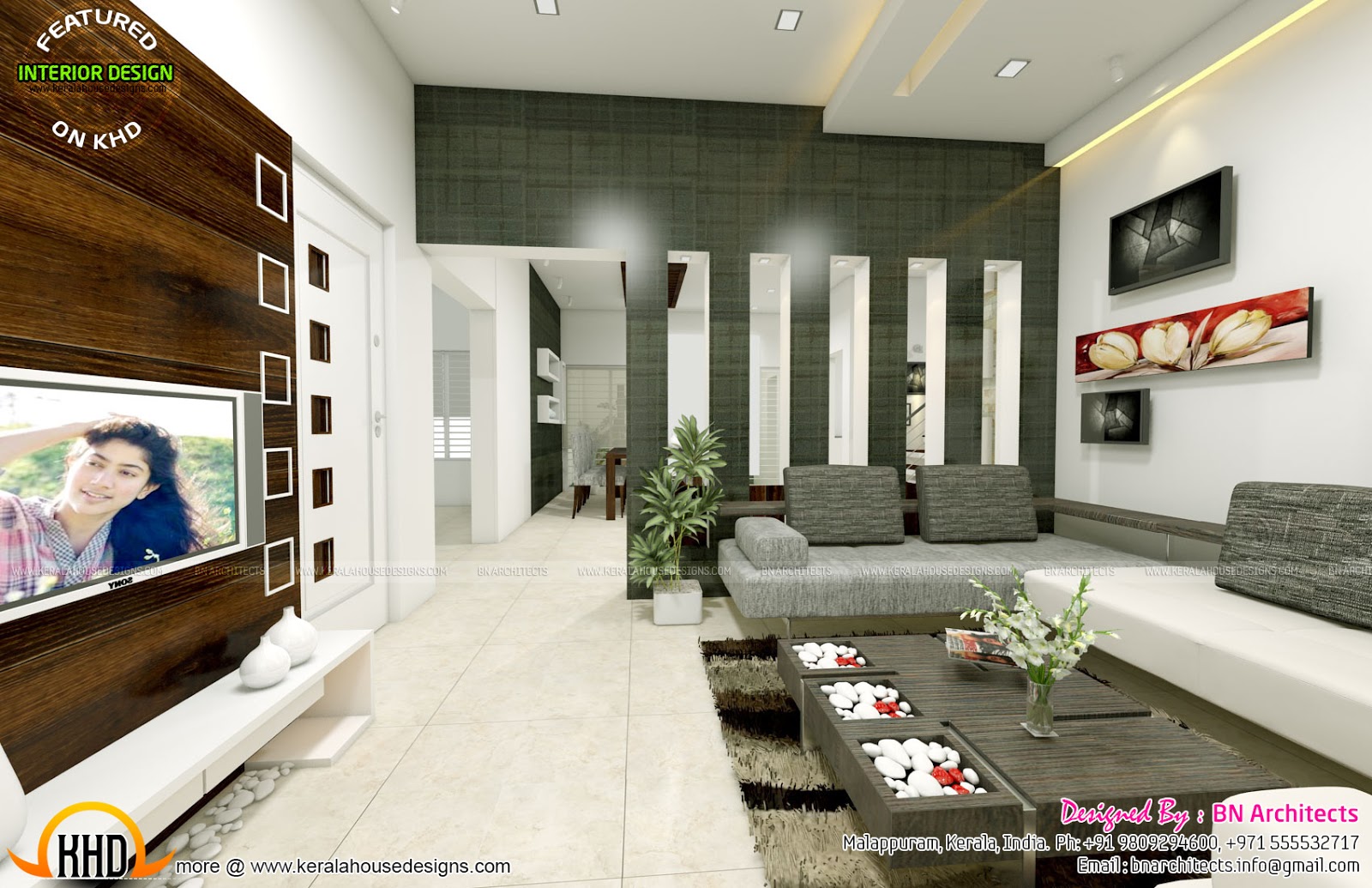 All in one House  elevation floor  plan  and interiors 