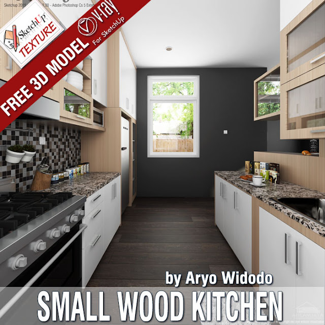 Aryo Widodo for this dainty pocket-size kitchen  FREE SKETCHUP MODEL SMALL WOOD KITCHEN 