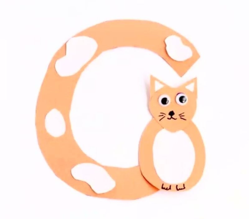 letter c cat craft with long cat tail
