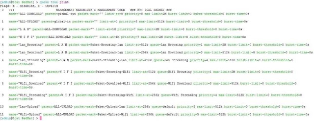 Penampakan Print Queue Tree CLI Mikrotik SandroidTeam