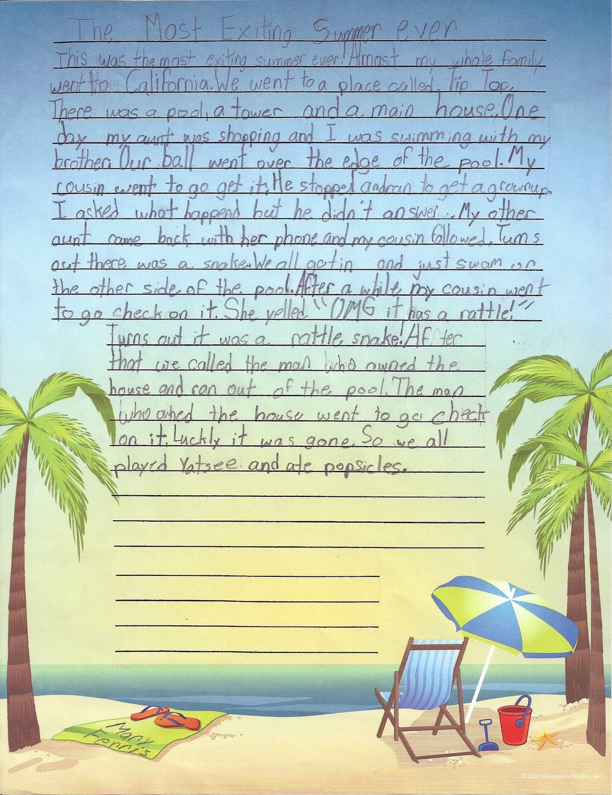 my vacation essay kids