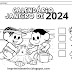  Calendário de 2024 para Colorir Turma da Monica.