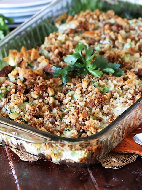 Baking Pan of Broccoli & Stuffing Casserole Image