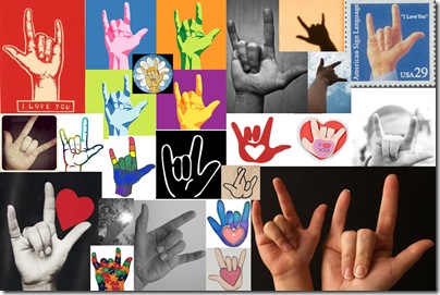 LOVE sign language collage