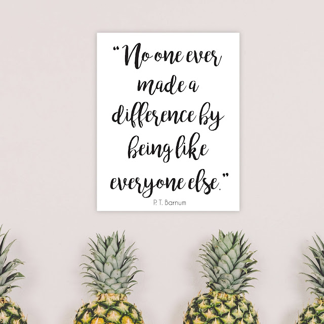 P T Barnum quote on a wall with pineapples