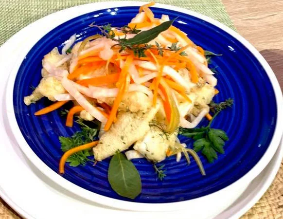 Platessa fritta con giardiniera veloce