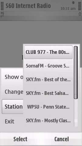 S60 Internet Radio Screenshot