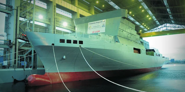 Image Attribute: Floating out of VC11184 ocean surveillance ship at Hindustan Shipyard Limited, Visakhapatnam / Source: Wikipedia