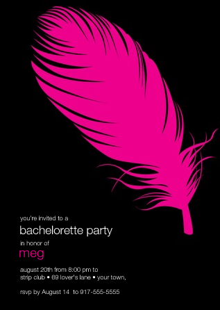 bachelorette party invite feather