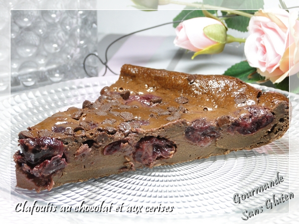 Clafoutis au chocolat et aux cerises sans gluten et sans lactose