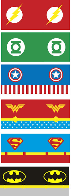 Superheroes: Free Printable Candy Bar Labels. 