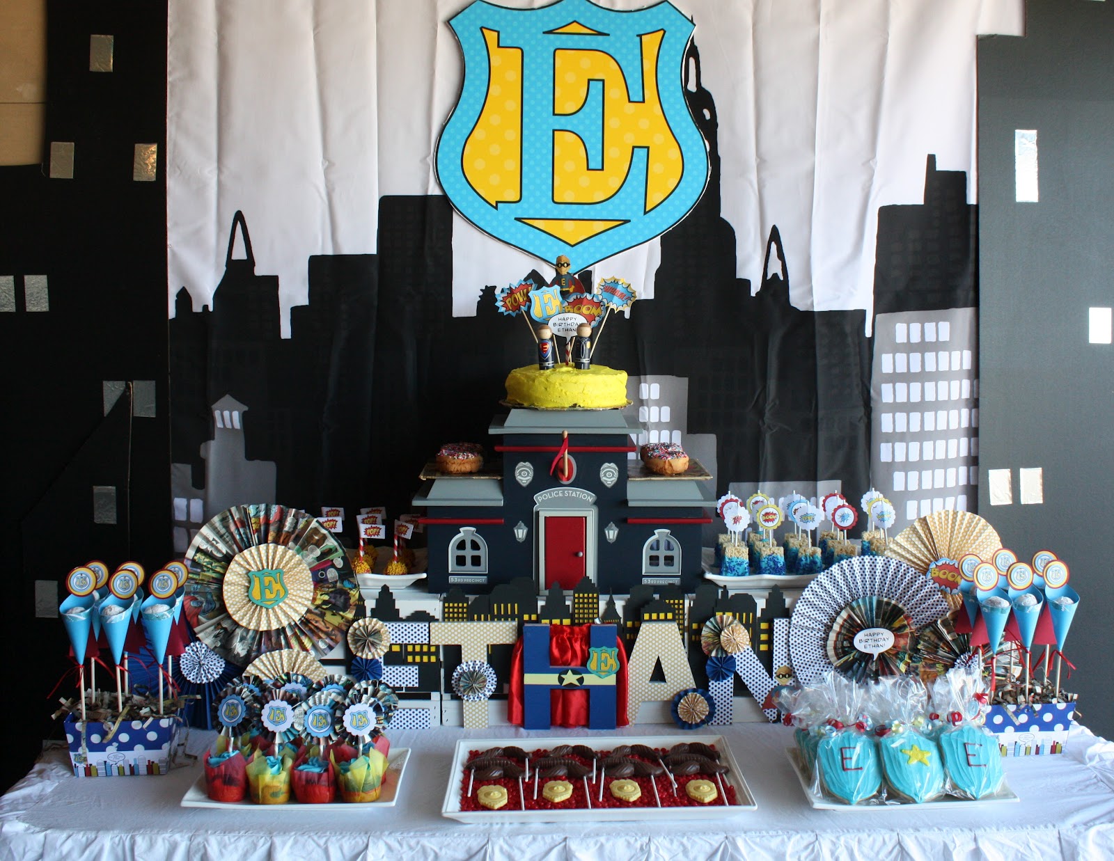 Buckets of Grace: Super Hero / Police Party Sweets Table