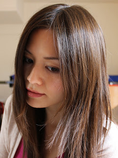 Aveda brown highlights on black hair