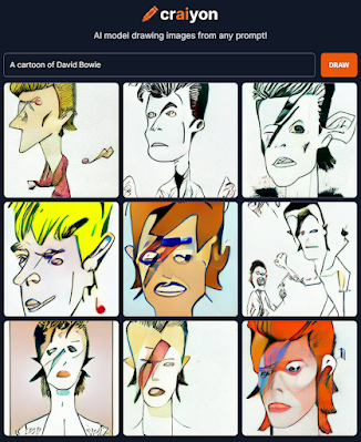"A cartoon of David Bowie". Some of these could be the inspiration for an 'edgy' Bowie animated music video.