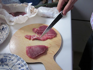 tuna on a chopping board