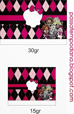 Monster High in Pink Free Printable Candy Bar Labels.