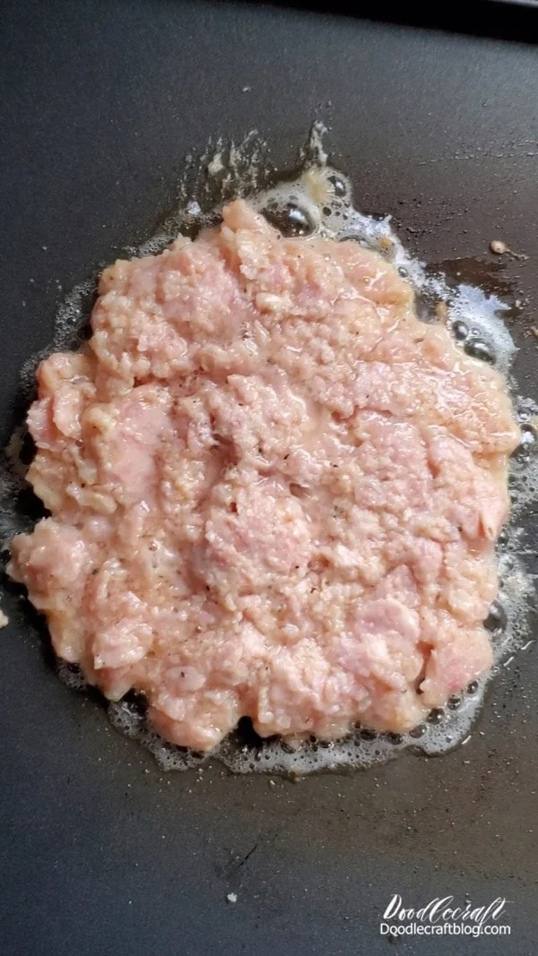 Step 3: Cook  Then pat out a patty and cook it on the skillet.   This was crumbly and difficult to get it to stay in one firm patty...not like working with ground beef.    SPAM is already pressed in a loaf, so mixing it with an egg seemed like an unnecessary step.