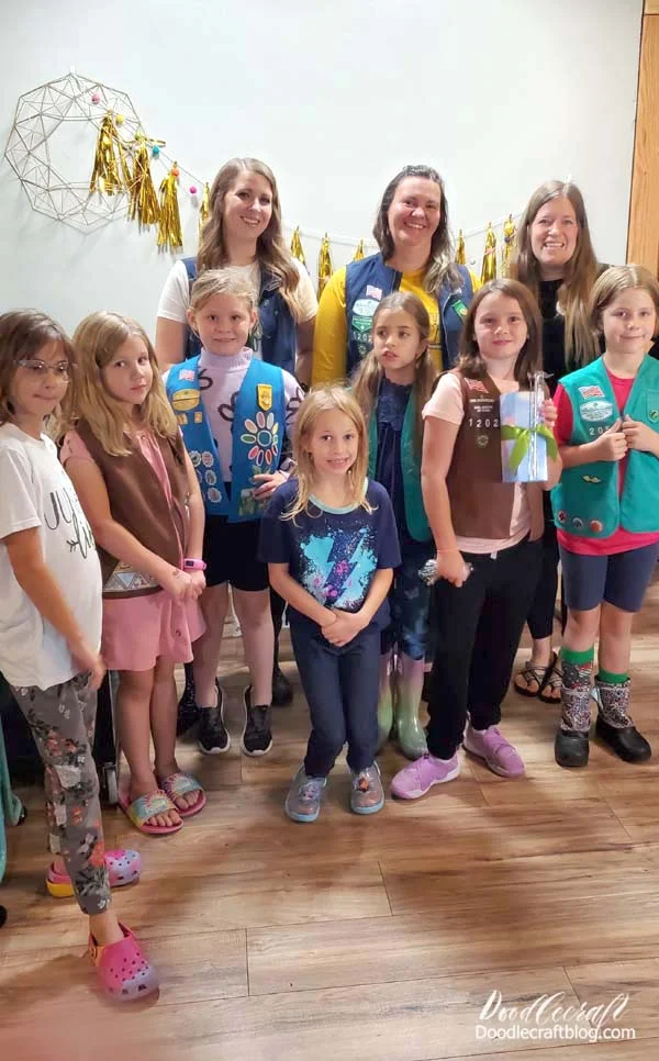 These cute Girl Scouts and a couple of their leaders came to my house and were thrilled with custom tumblers, complete with each of their names.   Our schools were on Fall Break, so some of the girls couldn't make it that night, but I sent their tumblers home with the leasers.