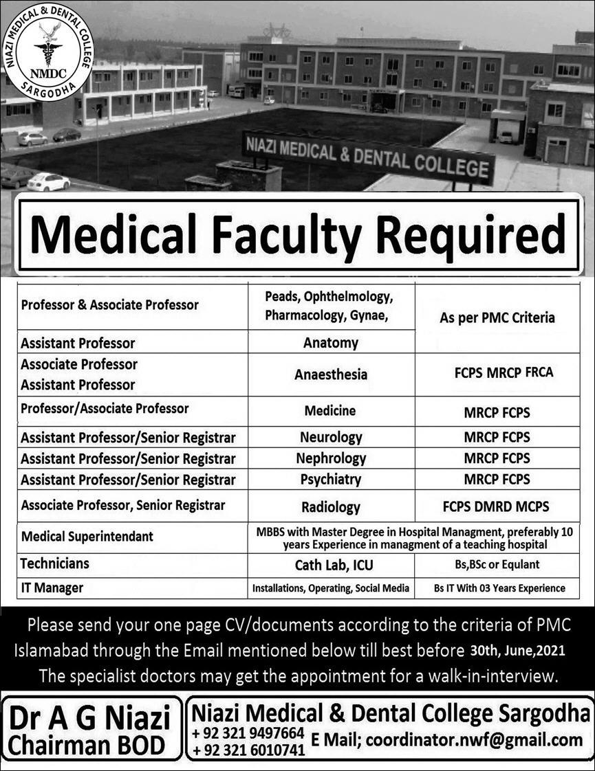 coordinator.nwf@gamil.com - Niazi Medical & Dental College Sargodha Jobs 2021 in Pakistan