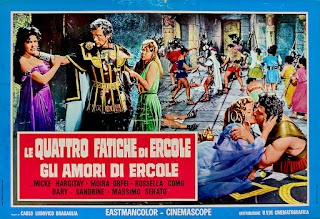 LE QUATTRO FATICHE DI ERCOLE IN GLI AMORI DI ERCOLE. Fotocromo. Italia. Imprenta: Rotolitografica, Roma. LAS AVENTURAS DE HÉRCULES. Gli amori di Ercole. 1960. Italia, Francia. Dirección: Carlo Ludovico Bragaglia. Reparto: Jayne Mansfield, Mickey Hargitay, Massimo Serato, René Dary, Moira Orfei, Gil Vidal, Tina Gloriani, Giovanna Galletti, Barbara Florian, Sergio Calò, Cesare Fantoni, Antonio Gradoli, Rossella Como.