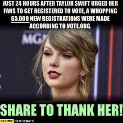 Taylor Swift meme - Vote for Joe - Trump is Insane and a Danger to the USA!  gvan42