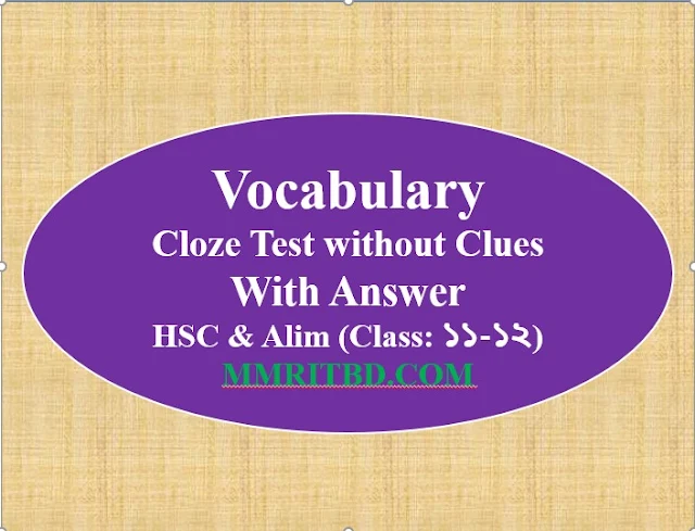 Vocabulary Cloze Test without Clues For JSC, SSC & HSC - Pdf