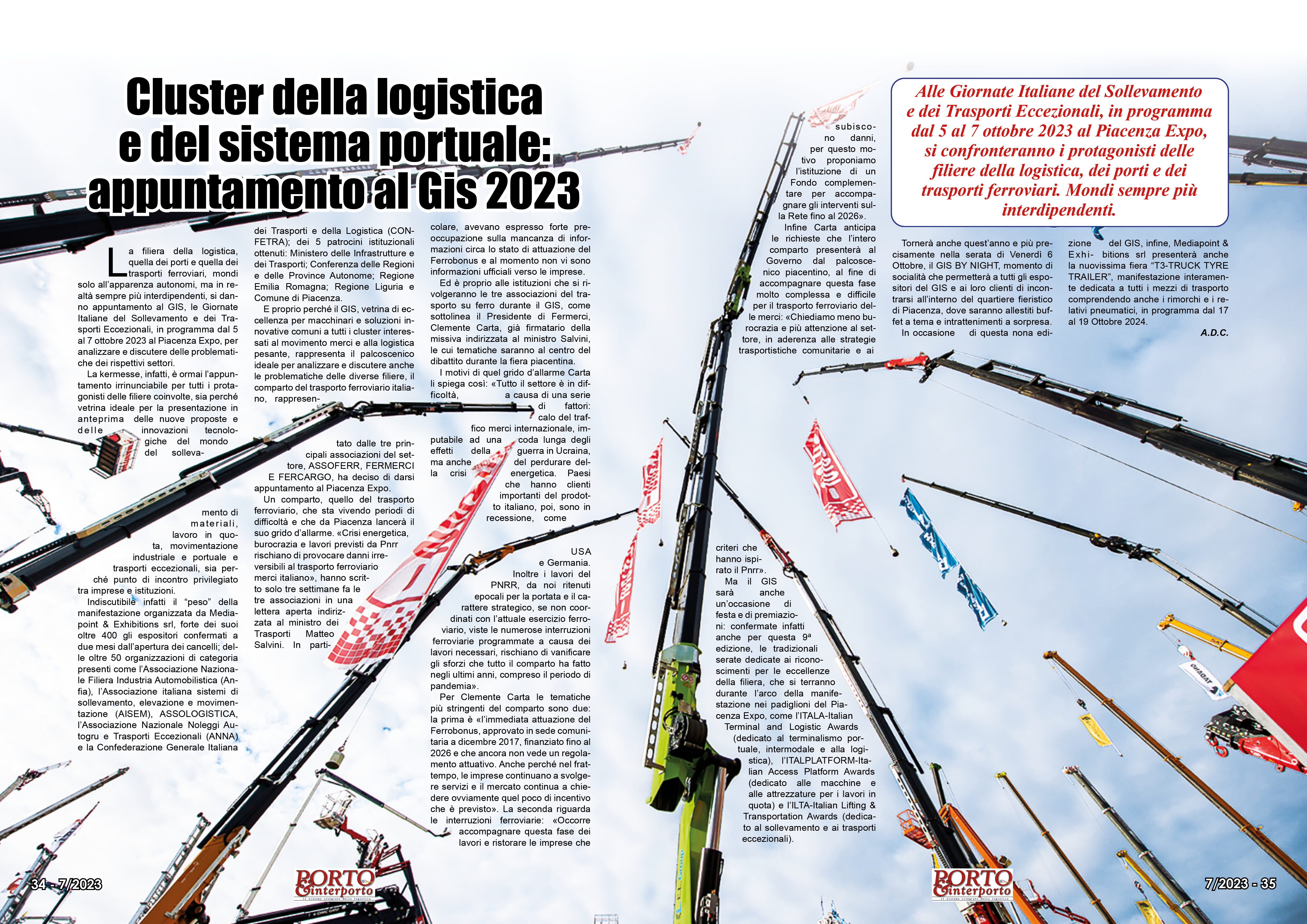 LUGLIO 2023 PAG. 34 - Cluster della logistica  e del sistema portuale: appuntamento al Gis 2023