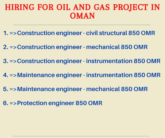 Hiring for Oil and Gas project in Oman
