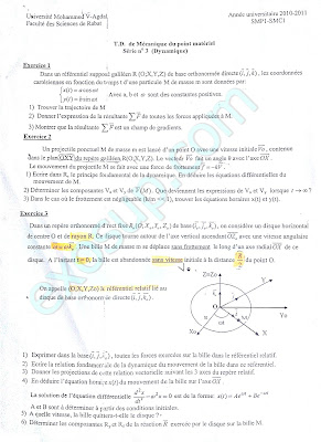 exercices Mécanique du point matériel smpc s1 fsr