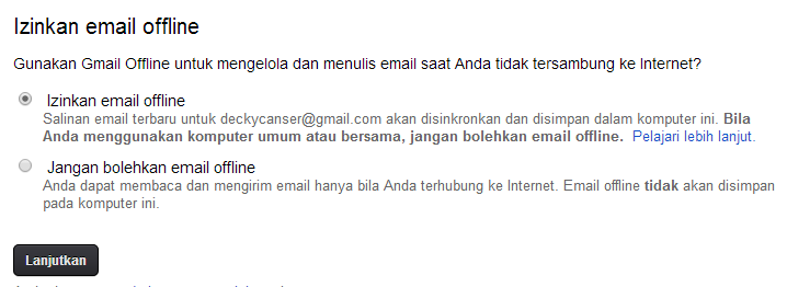 Menggunakan aplikasi gmail offline