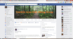 screen capture of Franklin Area Kids Hiking Group Facebook page