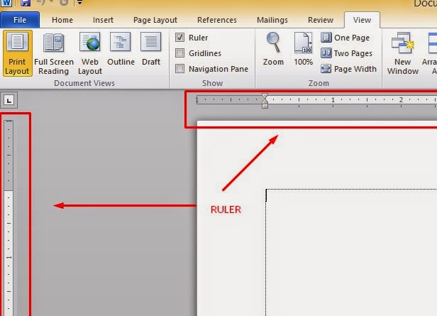 Menampilkan Ruler atau Penggaris (mistar) di Ms Word