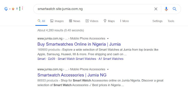 Google search of smartwatch within amazon.com