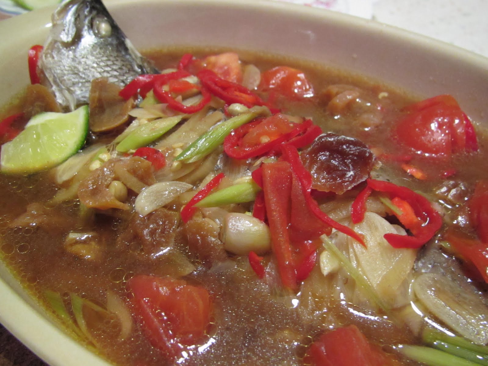 Dapur Malaysiaku: Ikan Siakap Stim Asam boi
