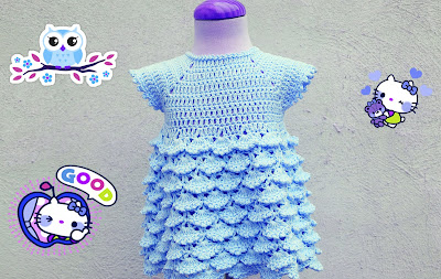 7 - Crochet Imagenes Vestido con abanicos a relieve por Majovel Crochet