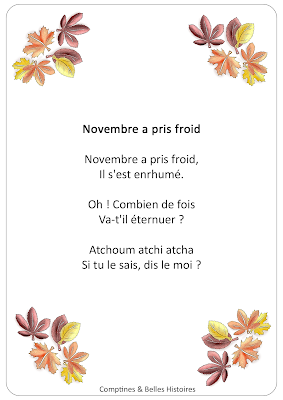 Novembre a pris froid - Paroles de la poème sur l'automne pour les enfants - Sélection de Poésie, Chansons et Comptines pour enfant - Par Comptines et Belles Histoires