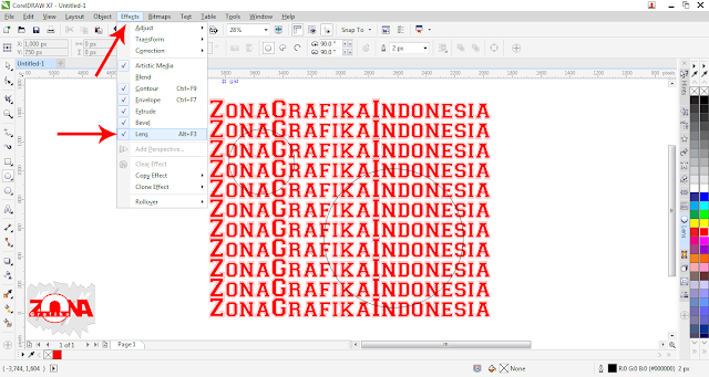 Cara Membuat Effects Fish Eye Pada Tulisan dengan Corel Draw X7