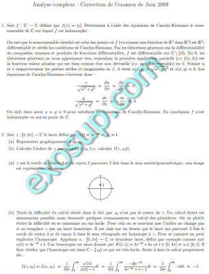 Analyse complexe examen Correction