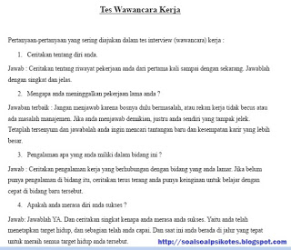 Contoh Soal  Psikotes  PT  Kawasan Industri Medan KIM tahun 