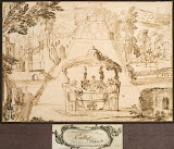 View of a Park with Figures by Lodewyk Toeput - Landscape Drawings from Hermitage Museum