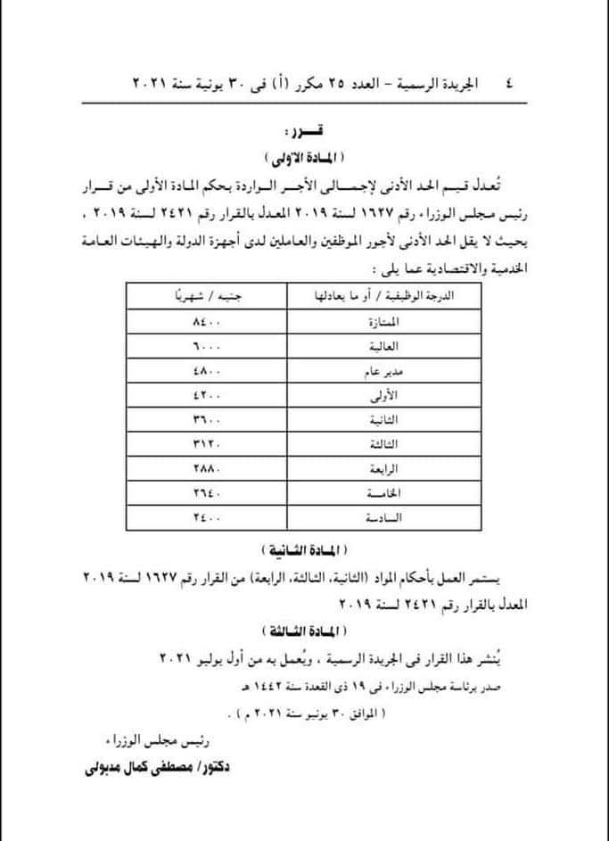 بشرى سارة ... الحكومة توافق على تعديل قيمة الحد الأدنى لإجمالي أجور الموظفين