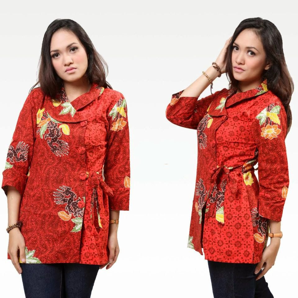  23 model  baju kemeja  batik  untuk wanita  kancing  samping  