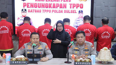 Konferensi Pers TPPO, Kapolda Sulsel Minta Bila Masyarakat Temukan Kasus Laporkan 