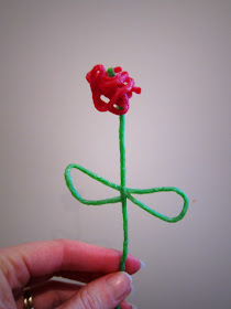 A free-hand rose made with Wikki Stix